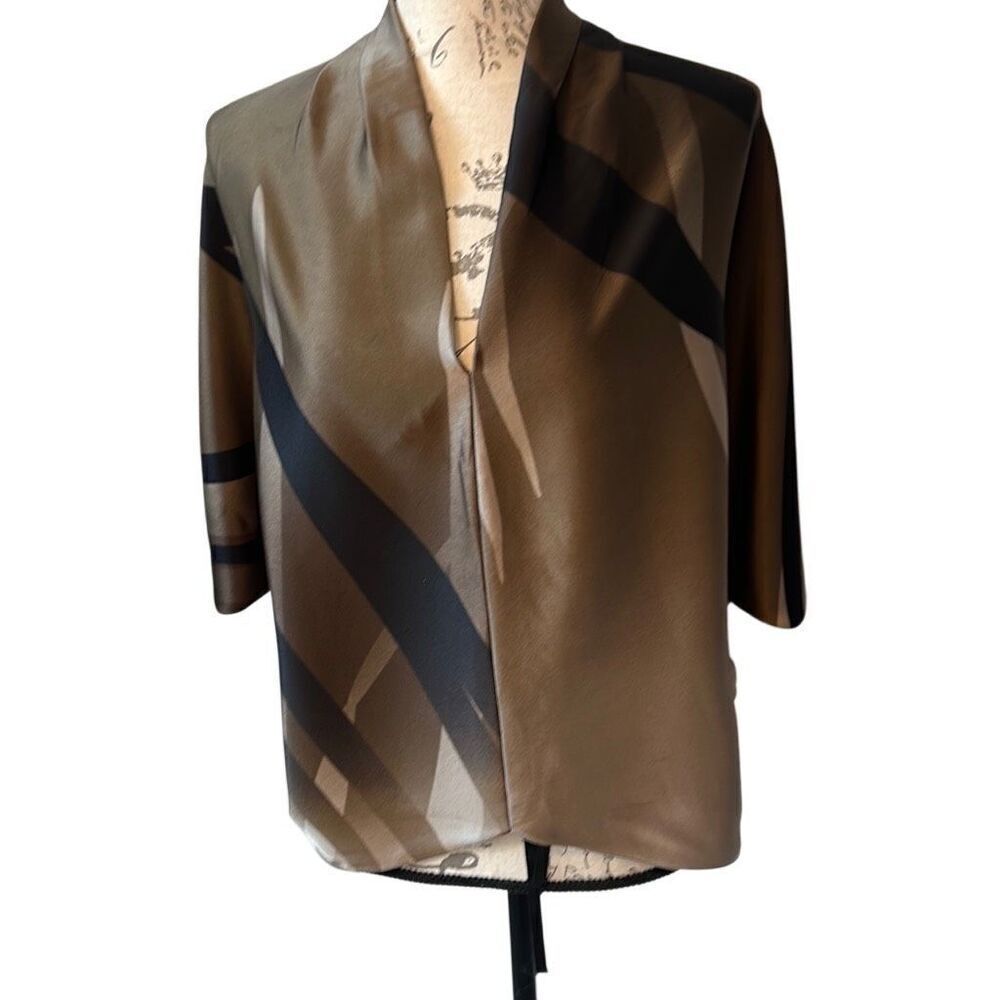 Elie Tahari Brown Silk Keyhole back Baggy Loose Blouse XS